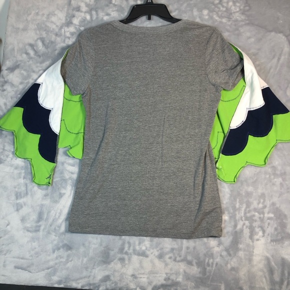 Next Level Seahawks Winged Short Sleeve T-shirt Grey/Lime Green/Black Size XL - Picture 6 of 7